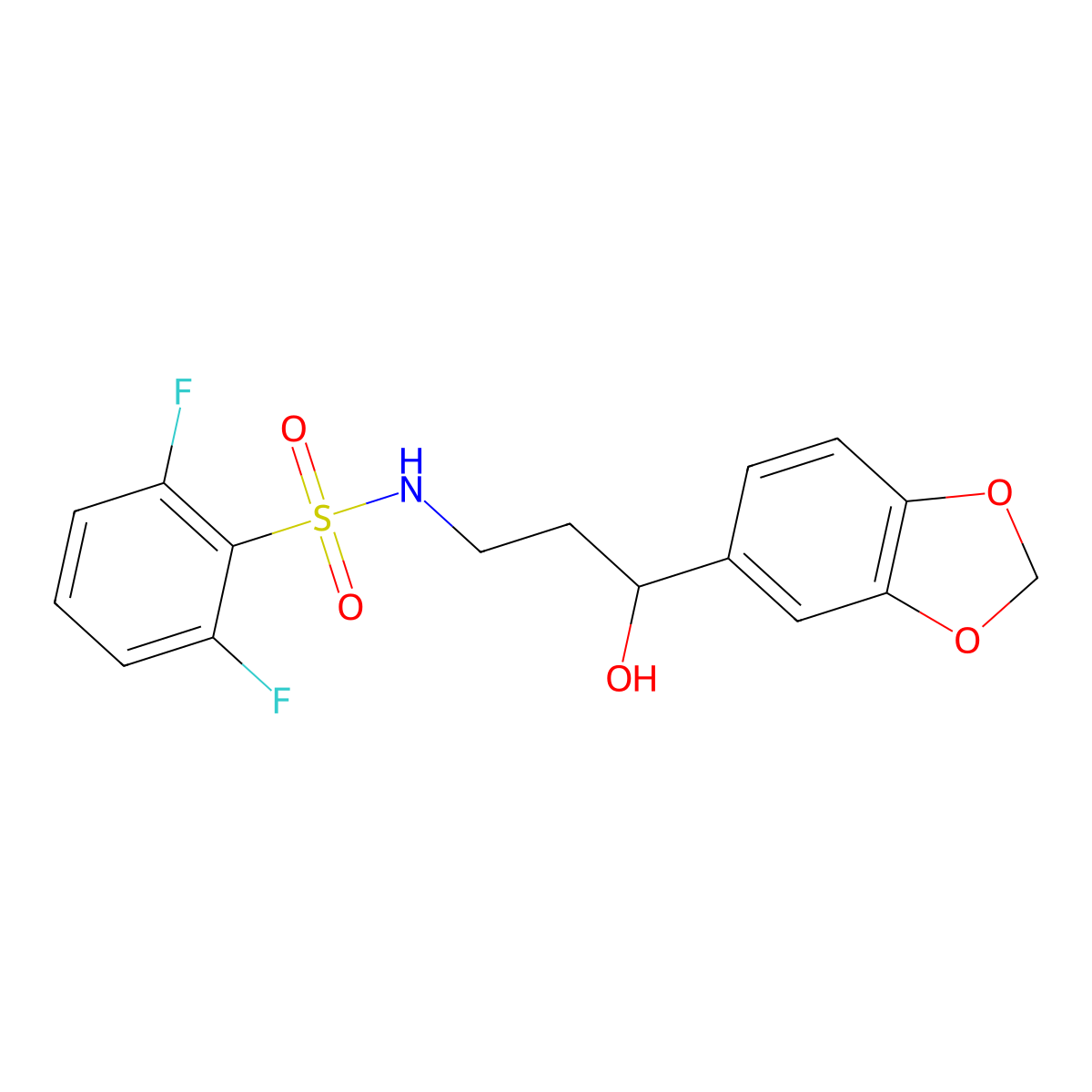 N-(3-(benzo[d][1,3]dioxol-5-yl)-3-hydroxypropyl)-2,6-difluorobenzenesulfonamide molecular structure, CAS 1421456-89-4