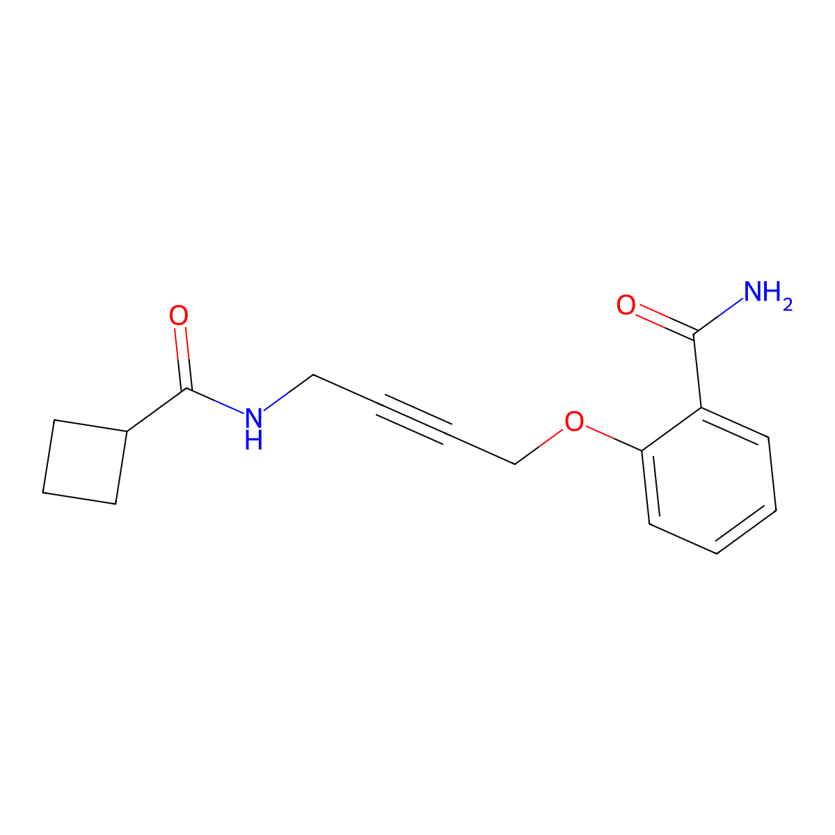 2-((4-(Cyclobutanecarboxamido)but-2-yn-1-yl)oxy)benzamide molecular structure, CAS 1421456-92-9