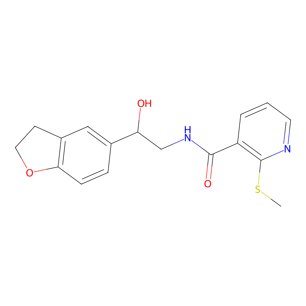 N-(2-(2,3-dihydrobenzofuran-5-yl)-2-hydroxyethyl)-2-(methylthio)nicotinamide molecular structure, CAS 1421456-99-6