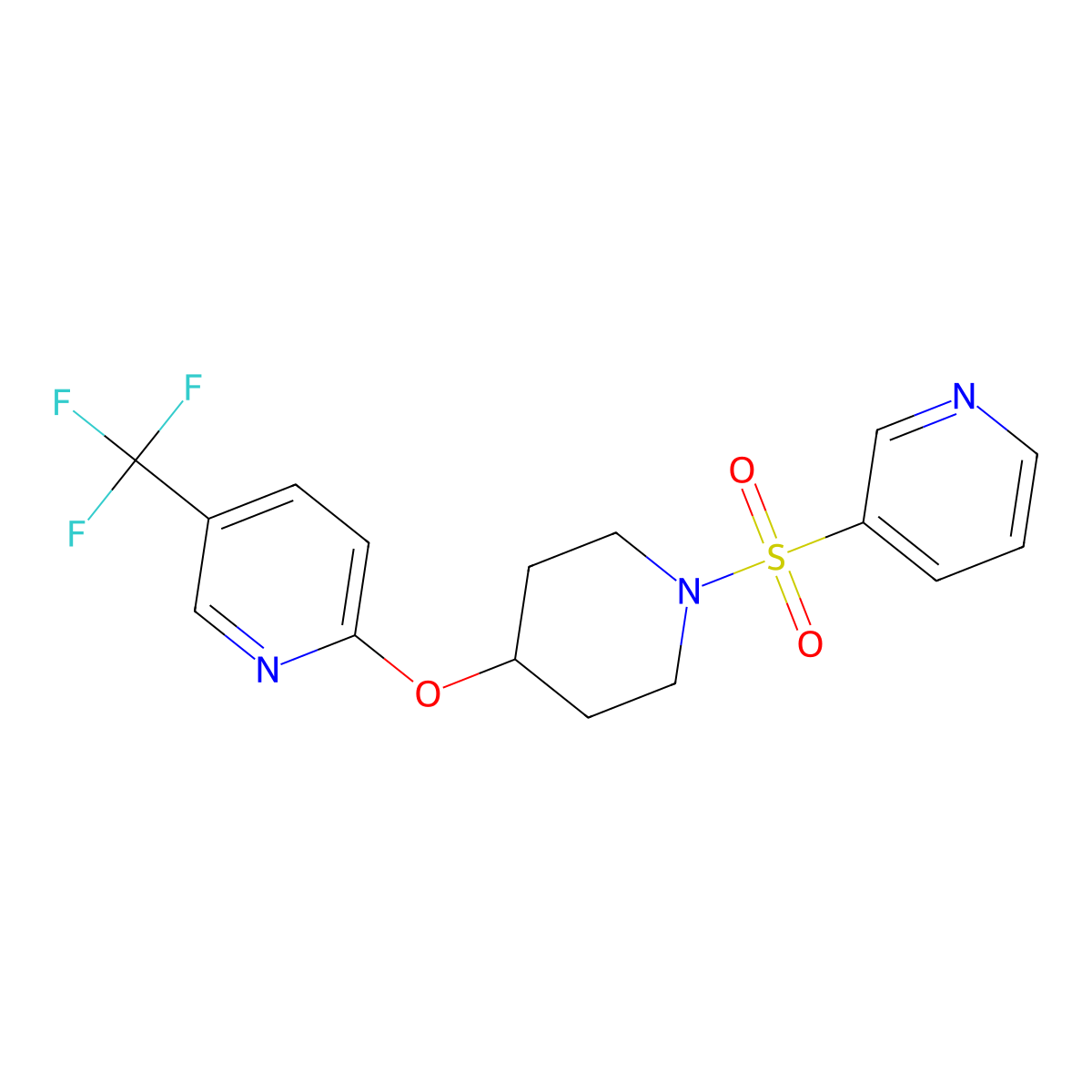 2-((1-(Pyridin-3-ylsulfonyl)piperidin-4-yl)oxy)-5-(trifluoromethyl)pyridine molecular structure, CAS 1421457-01-3