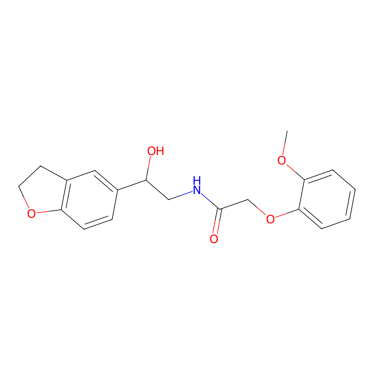 N-(2-(2,3-dihydrobenzofuran-5-yl)-2-hydroxyethyl)-2-(2-methoxyphenoxy)acetamide molecular structure, CAS 1421457-04-6