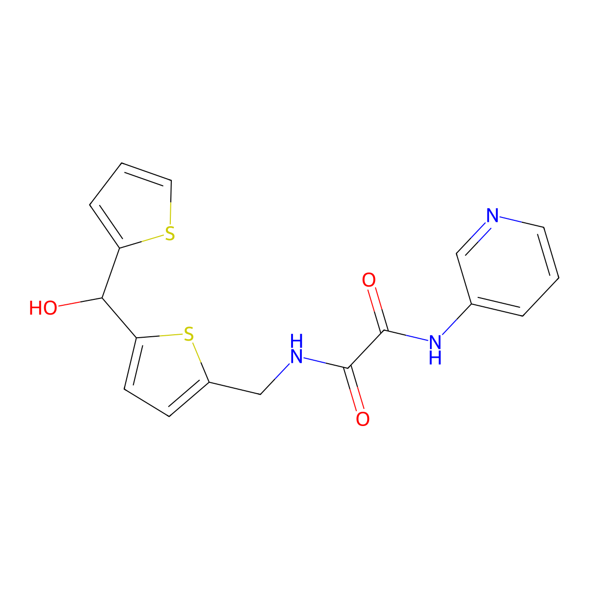 N1-((5-(hydroxy(thiophen-2-yl)methyl)thiophen-2-yl)methyl)-N2-(pyridin-3-yl)oxalamide molecular structure, CAS 1421457-06-8