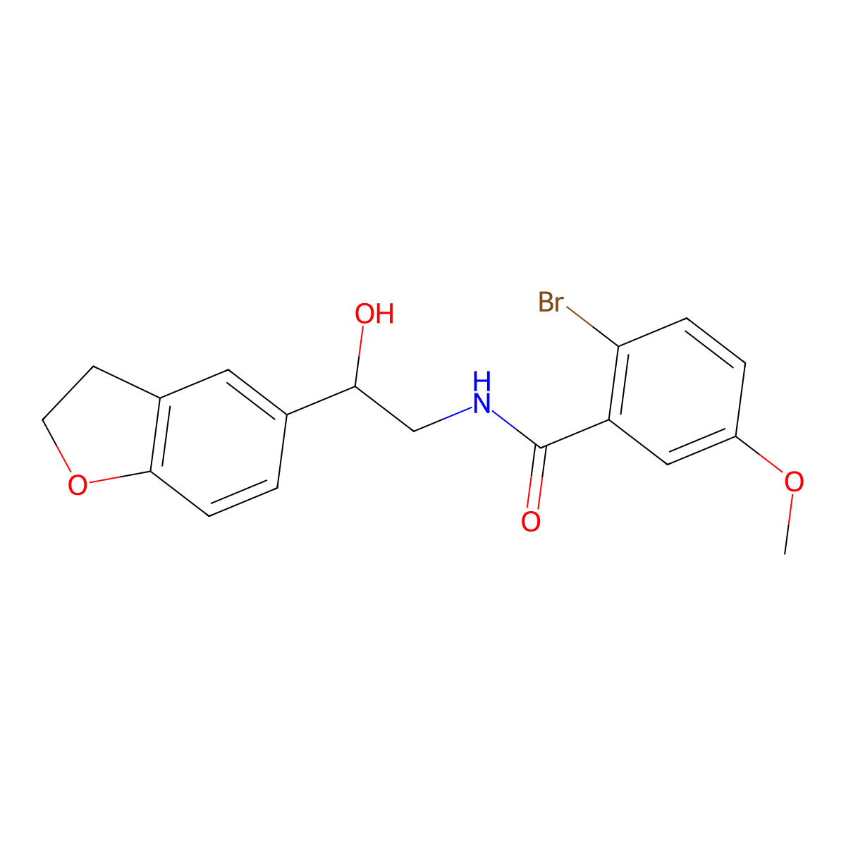 2-bromo-N-(2-(2,3-dihydrobenzofuran-5-yl)-2-hydroxyethyl)-5-methoxybenzamide molecular structure, CAS 1421457-08-0