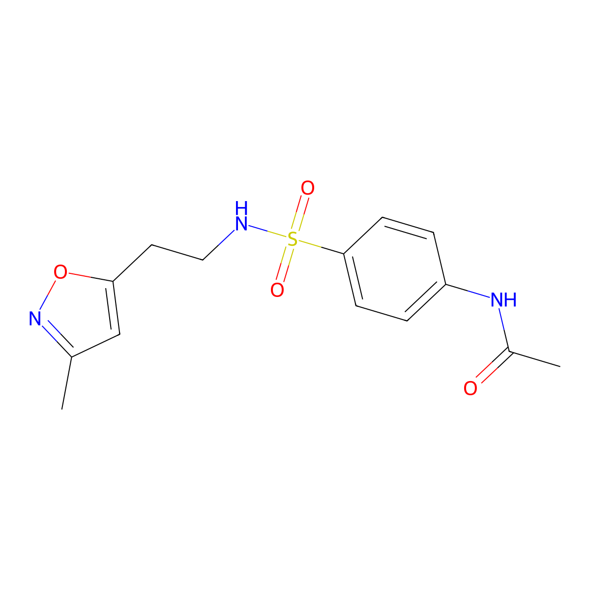 N-(4-(N-(2-(3-methylisoxazol-5-yl)ethyl)sulfamoyl)phenyl)acetamide molecular structure, CAS 1421457-10-4