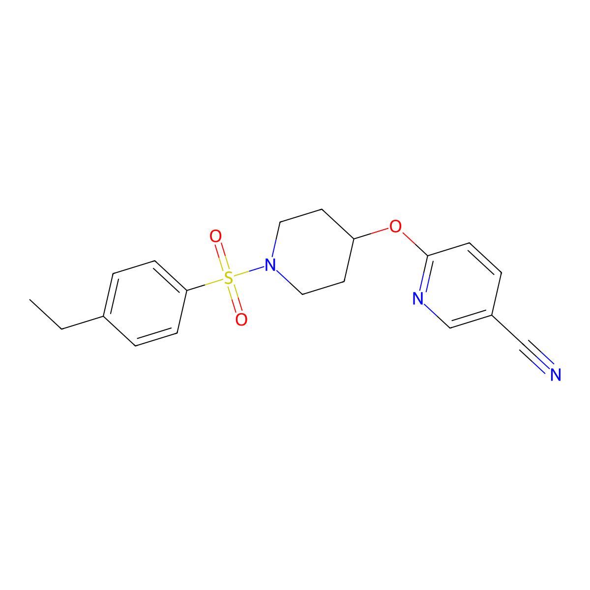 6-((1-((4-Ethylphenyl)sulfonyl)piperidin-4-yl)oxy)nicotinonitrile molecular structure, CAS 1421457-13-7