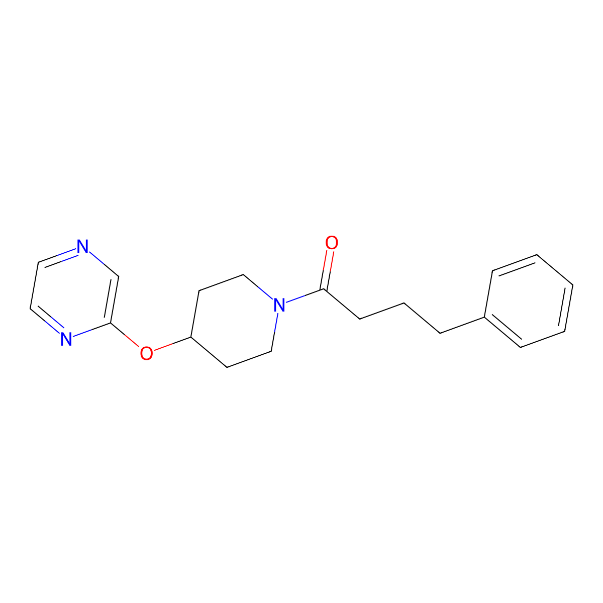 4-Phenyl-1-[4-(pyrazin-2-yloxy)piperidin-1-YL]butan-1-one molecular structure, CAS 1421457-21-7