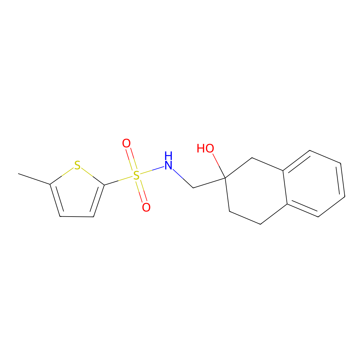 N-((2-hydroxy-1,2,3,4-tetrahydronaphthalen-2-yl)methyl)-5-methylthiophene-2-sulfonamide molecular structure, CAS 1421457-28-4