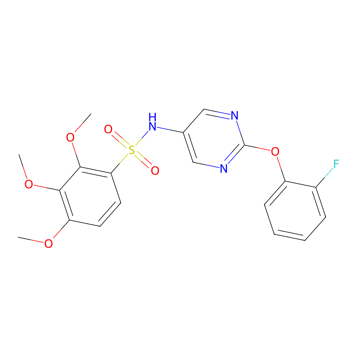 N-(2-(2-fluorophenoxy)pyrimidin-5-yl)-2,3,4-trimethoxybenzenesulfonamide molecular structure, CAS 1421457-51-3