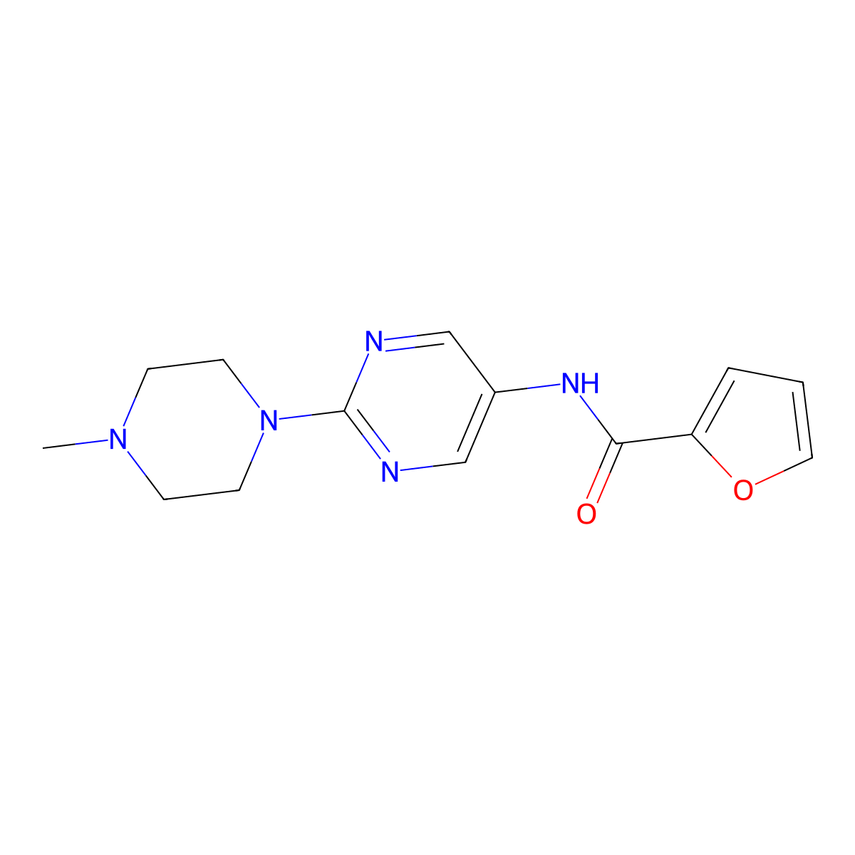 N-(2-(4-methylpiperazin-1-yl)pyrimidin-5-yl)furan-2-carboxamide molecular structure, CAS 1421457-52-4