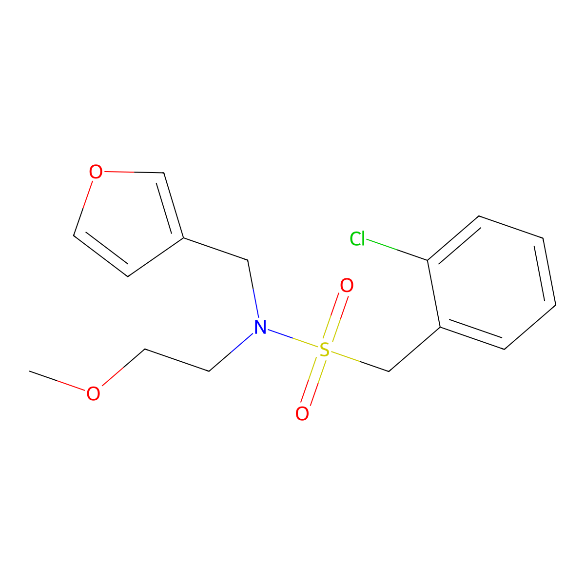 1-(2-chlorophenyl)-N-(furan-3-ylmethyl)-N-(2-methoxyethyl)methanesulfonamide molecular structure, CAS 1421457-54-6
