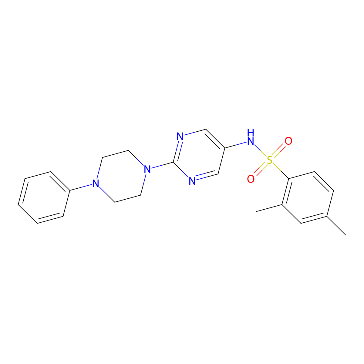2,4-dimethyl-N-(2-(4-phenylpiperazin-1-yl)pyrimidin-5-yl)benzenesulfonamide molecular structure, CAS 1421457-55-7