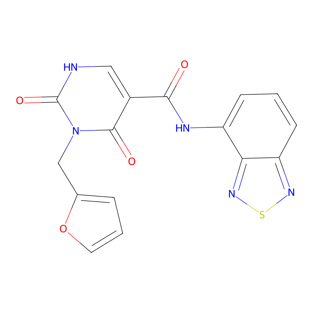 N-(benzo[c][1,2,5]thiadiazol-4-yl)-3-(furan-2-ylmethyl)-2,4-dioxo-1,2,3,4-tetrahydropyrimidine-5-carboxamide molecular structure, CAS 1421457-62-6