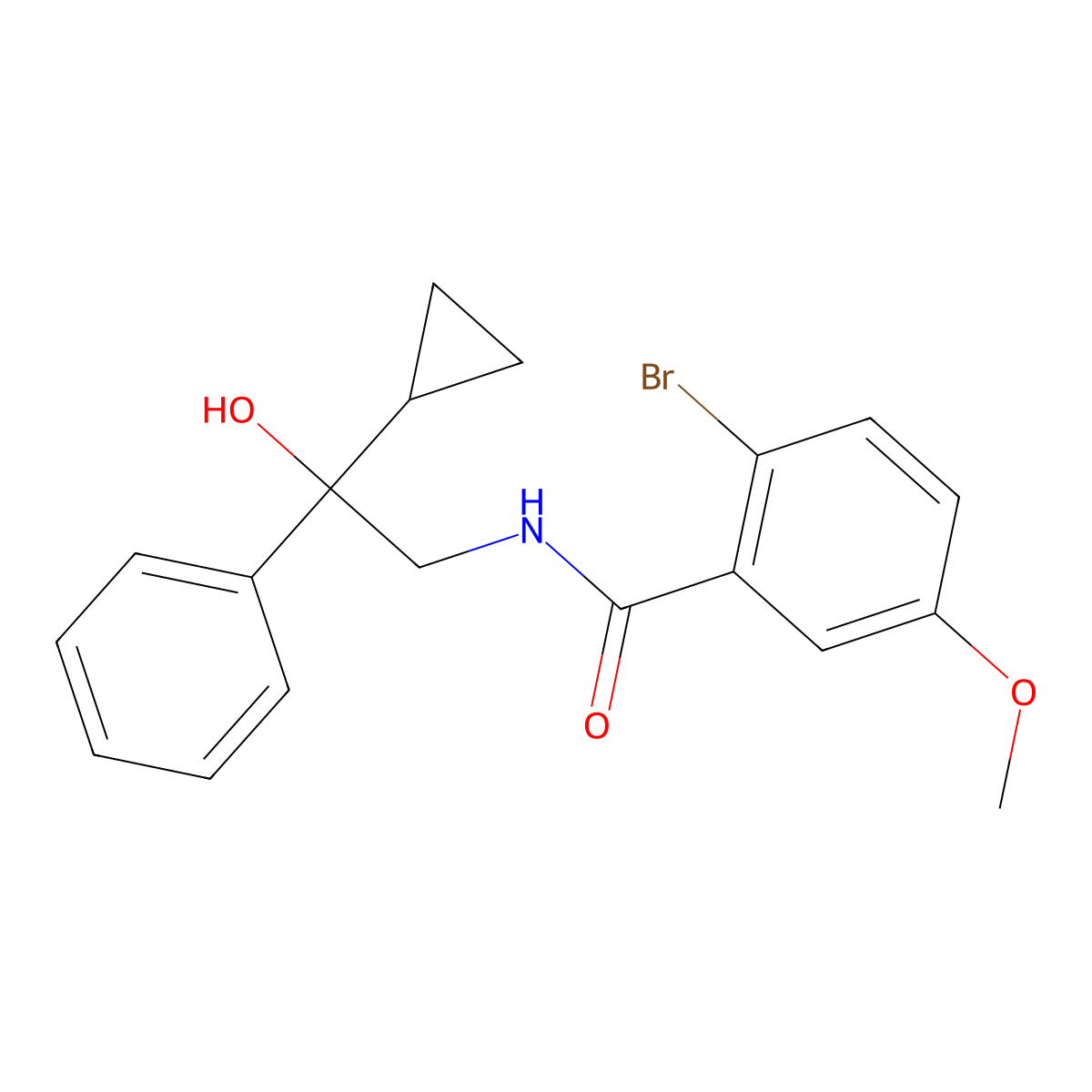 2-bromo-N-(2-cyclopropyl-2-hydroxy-2-phenylethyl)-5-methoxybenzamide molecular structure, CAS 1421457-66-0