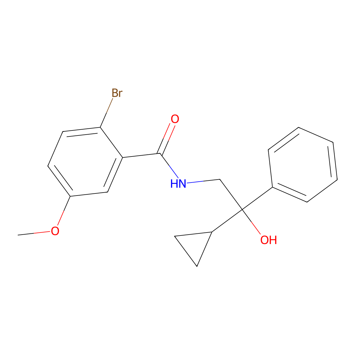 2-bromo-N-(2-cyclopropyl-2-hydroxy-2-phenylethyl)-5-methoxybenzamide molecular structure, CAS 1421457-66-0
