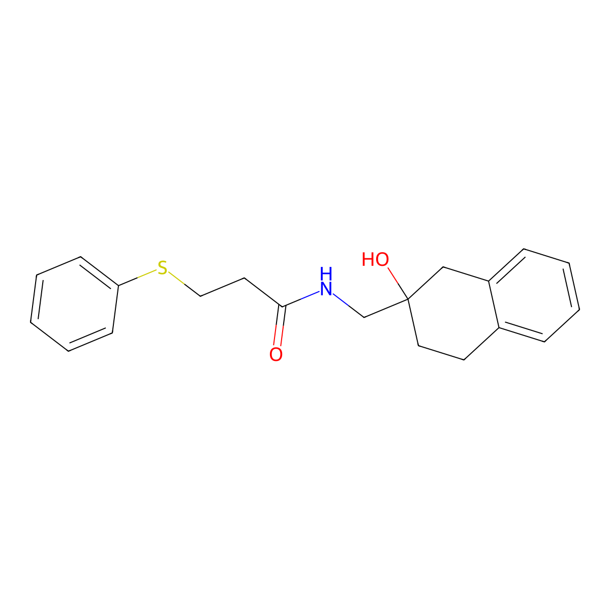 N-((2-hydroxy-1,2,3,4-tetrahydronaphthalen-2-yl)methyl)-3-(phenylthio)propanamide molecular structure, CAS 1421457-67-1