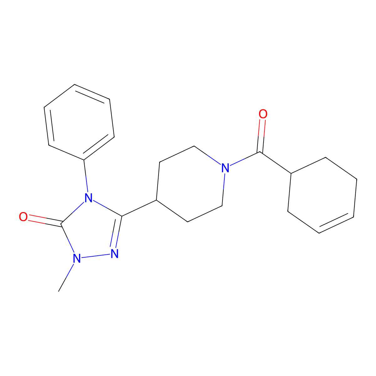 3-(1-(cyclohex-3-enecarbonyl)piperidin-4-yl)-1-methyl-4-phenyl-1H-1,2,4-triazol-5(4H)-one molecular structure, CAS 1421457-69-3