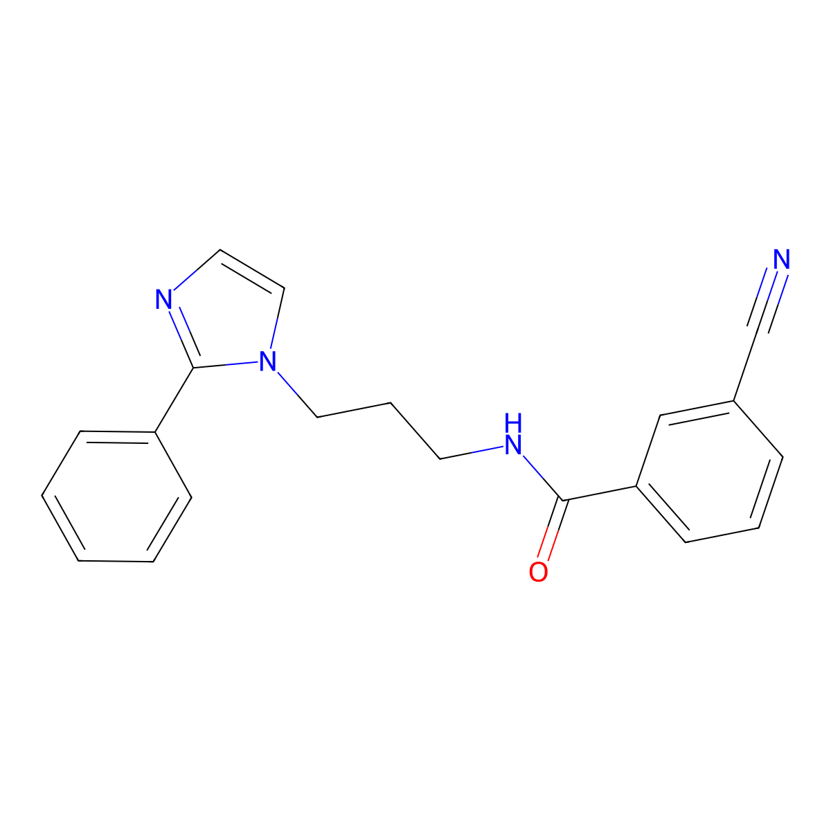 3-cyano-N-(3-(2-phenyl-1H-imidazol-1-yl)propyl)benzamide molecular structure, CAS 1421457-73-9
