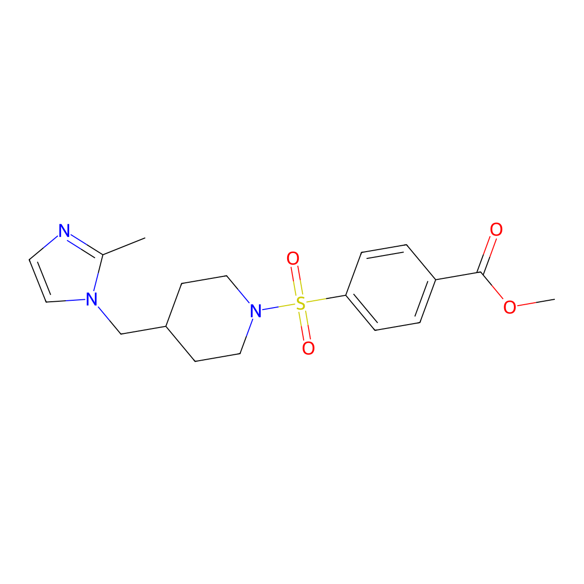 methyl 4-({4-[(2-methyl-1H-imidazol-1-yl)methyl]piperidin-1-yl}sulfonyl)benzoate molecular structure, CAS 1421457-81-9