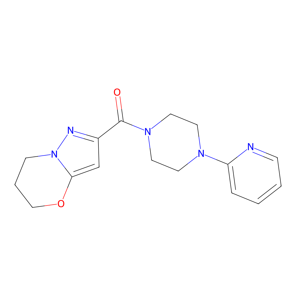 1-{5H,6H,7H-Pyrazolo[3,2-B][1,3]oxazine-2-carbonyl}-4-(pyridin-2-YL)piperazine molecular structure, CAS 1421457-84-2