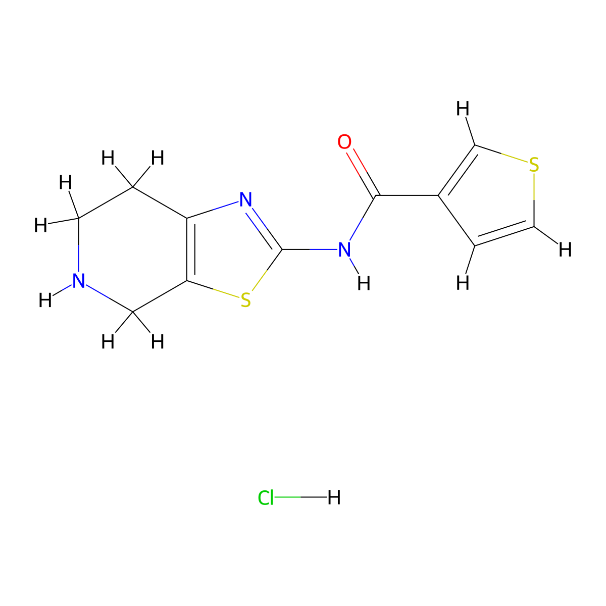 N-(4,5,6,7-tetrahydro[1,3]thiazolo[5,4-c]pyridin-2-yl)thiophene-3-carboxamide hydrochloride molecular structure, CAS 1421457-85-3