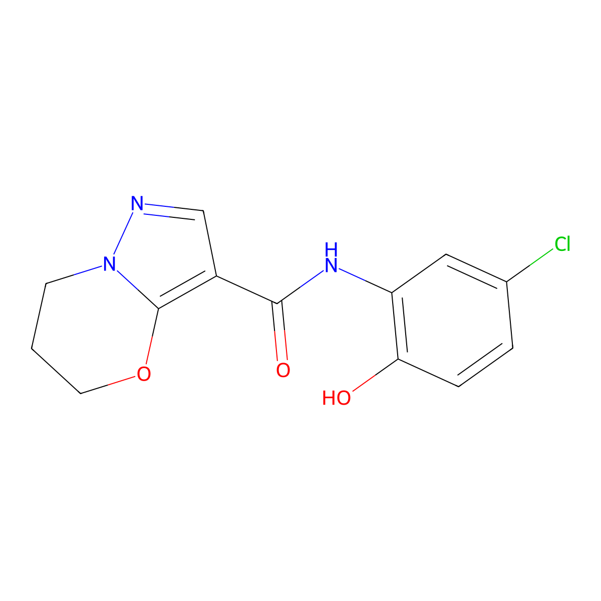 N-(5-chloro-2-hydroxyphenyl)-6,7-dihydro-5H-pyrazolo[5,1-b][1,3]oxazine-3-carboxamide molecular structure, CAS 1421457-90-0