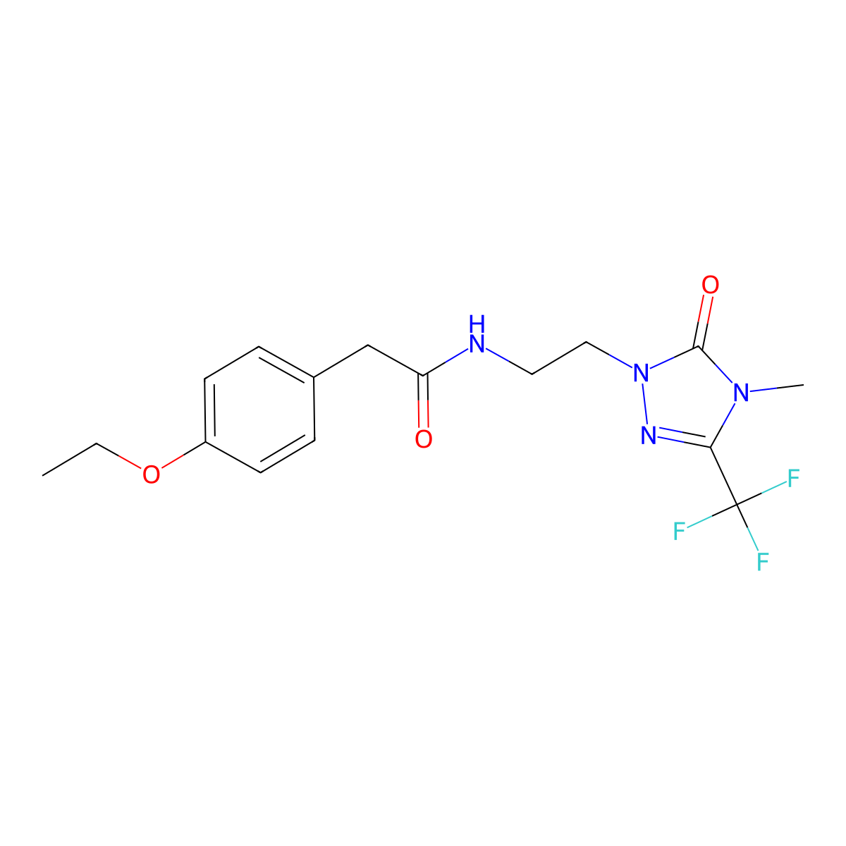 2-(4-ethoxyphenyl)-N-{2-[4-methyl-5-oxo-3-(trifluoromethyl)-4,5-dihydro-1H-1,2,4-triazol-1-yl]ethyl}acetamide molecular structure, CAS 1421457-91-1
