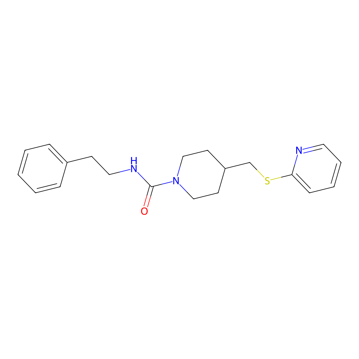 N-phenethyl-4-((pyridin-2-ylthio)methyl)piperidine-1-carboxamide molecular structure, CAS 1421457-92-2