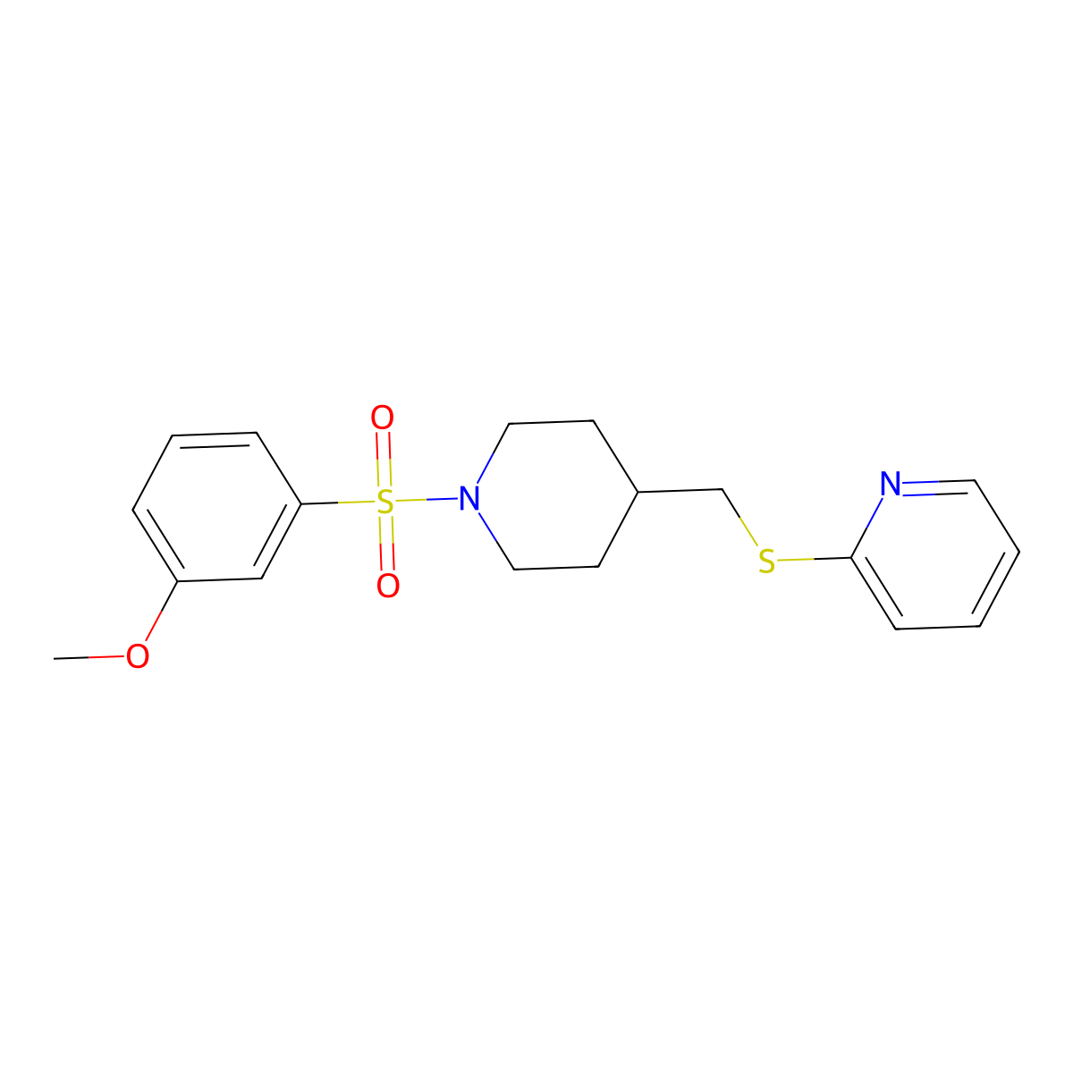 2-(((1-((3-Methoxyphenyl)sulfonyl)piperidin-4-yl)methyl)thio)pyridine molecular structure, CAS 1421457-98-8