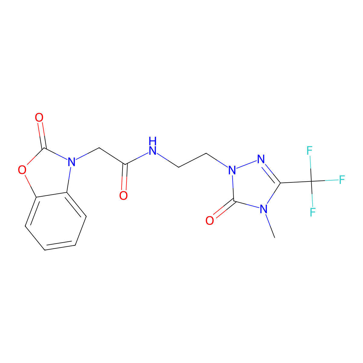 N-(2-(4-methyl-5-oxo-3-(trifluoromethyl)-4,5-dihydro-1H-1,2,4-triazol-1-yl)ethyl)-2-(2-oxobenzo[d]oxazol-3(2H)-yl)acetamide molecular structure, CAS 1421458-05-0