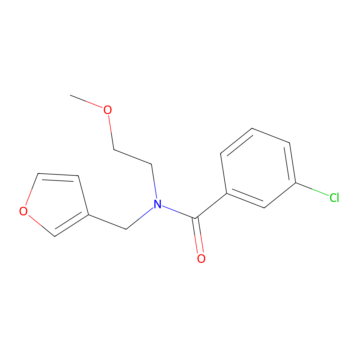 3-chloro-N-(furan-3-ylmethyl)-N-(2-methoxyethyl)benzamide molecular structure, CAS 1421458-12-9