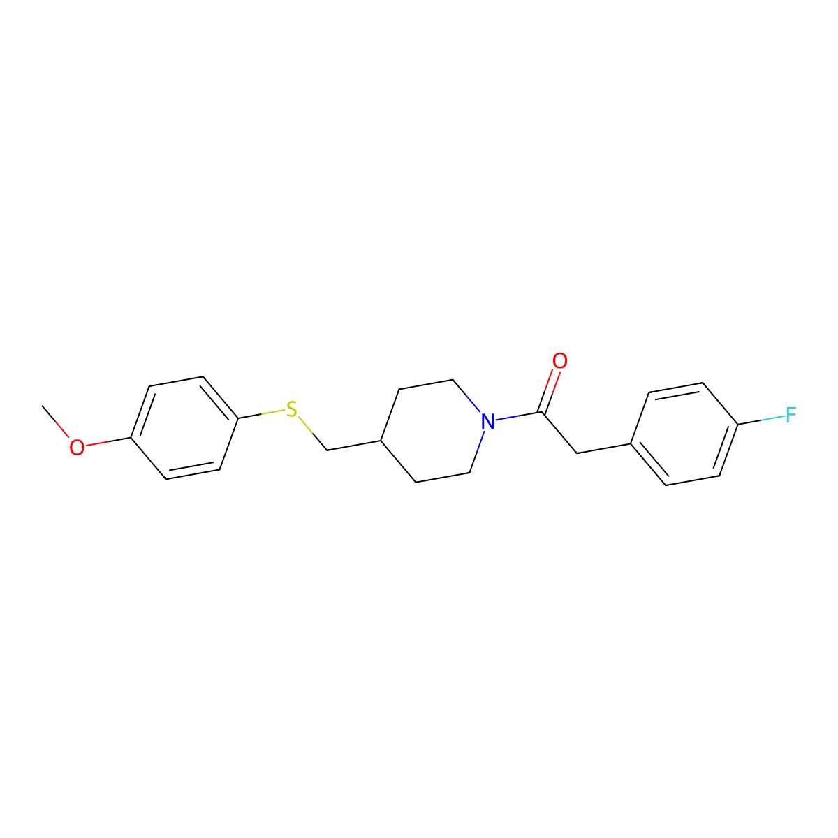 2-(4-Fluorophenyl)-1-(4-{[(4-methoxyphenyl)sulfanyl]methyl}piperidin-1-yl)ethan-1-one molecular structure, CAS 1421458-14-1