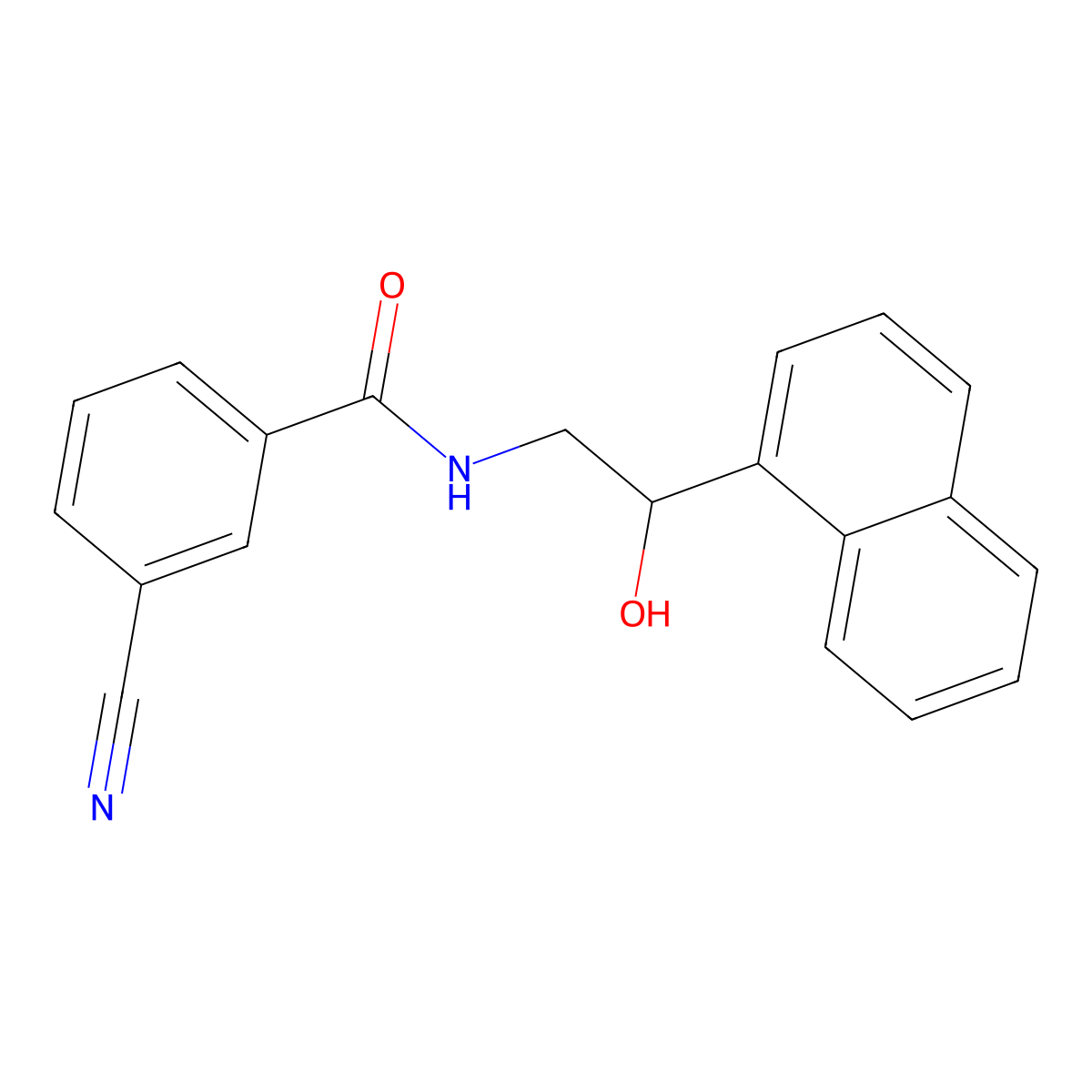 3-cyano-N-(2-hydroxy-2-(naphthalen-1-yl)ethyl)benzamide molecular structure, CAS 1421458-16-3