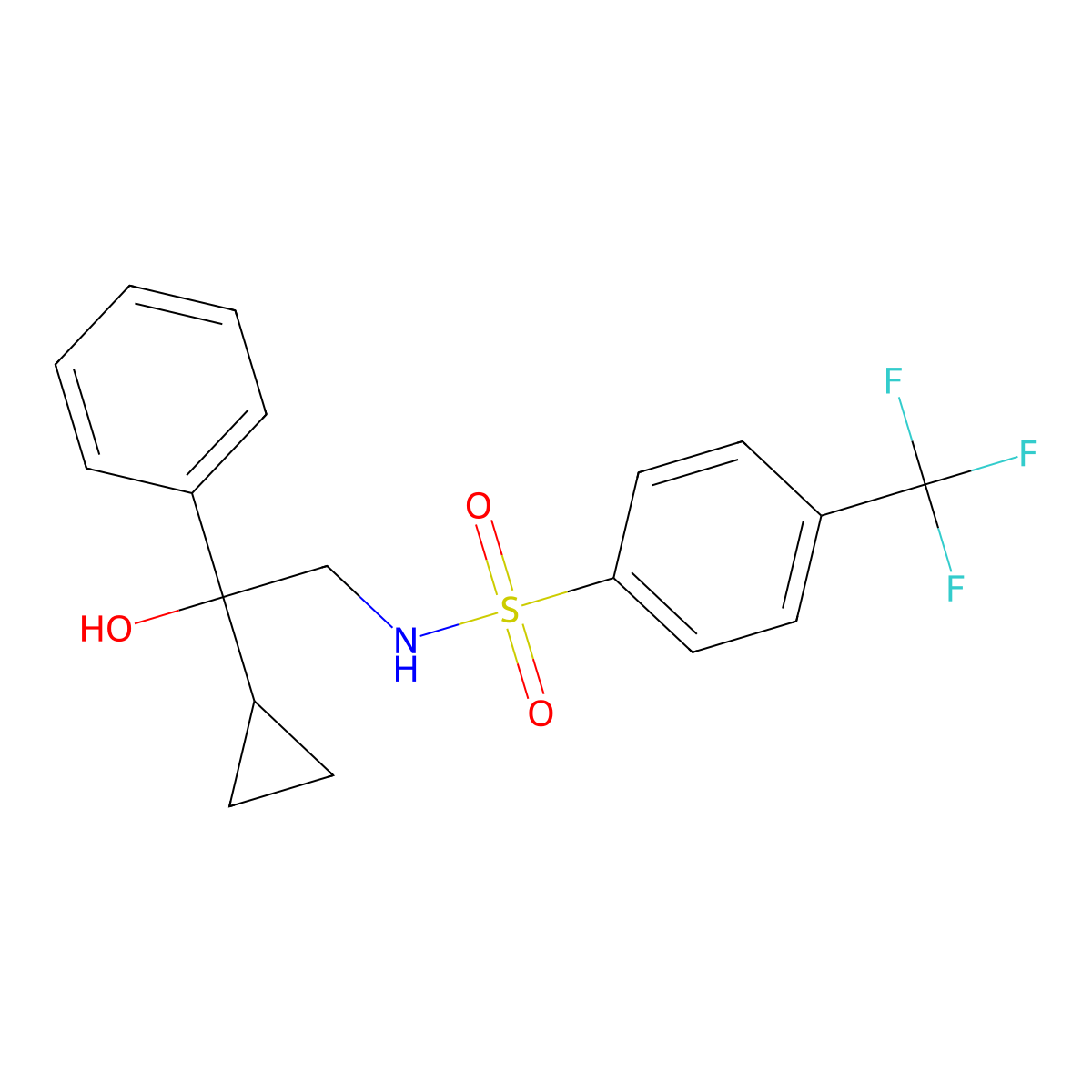 N-(2-cyclopropyl-2-hydroxy-2-phenylethyl)-4-(trifluoromethyl)benzenesulfonamide molecular structure, CAS 1421458-23-2