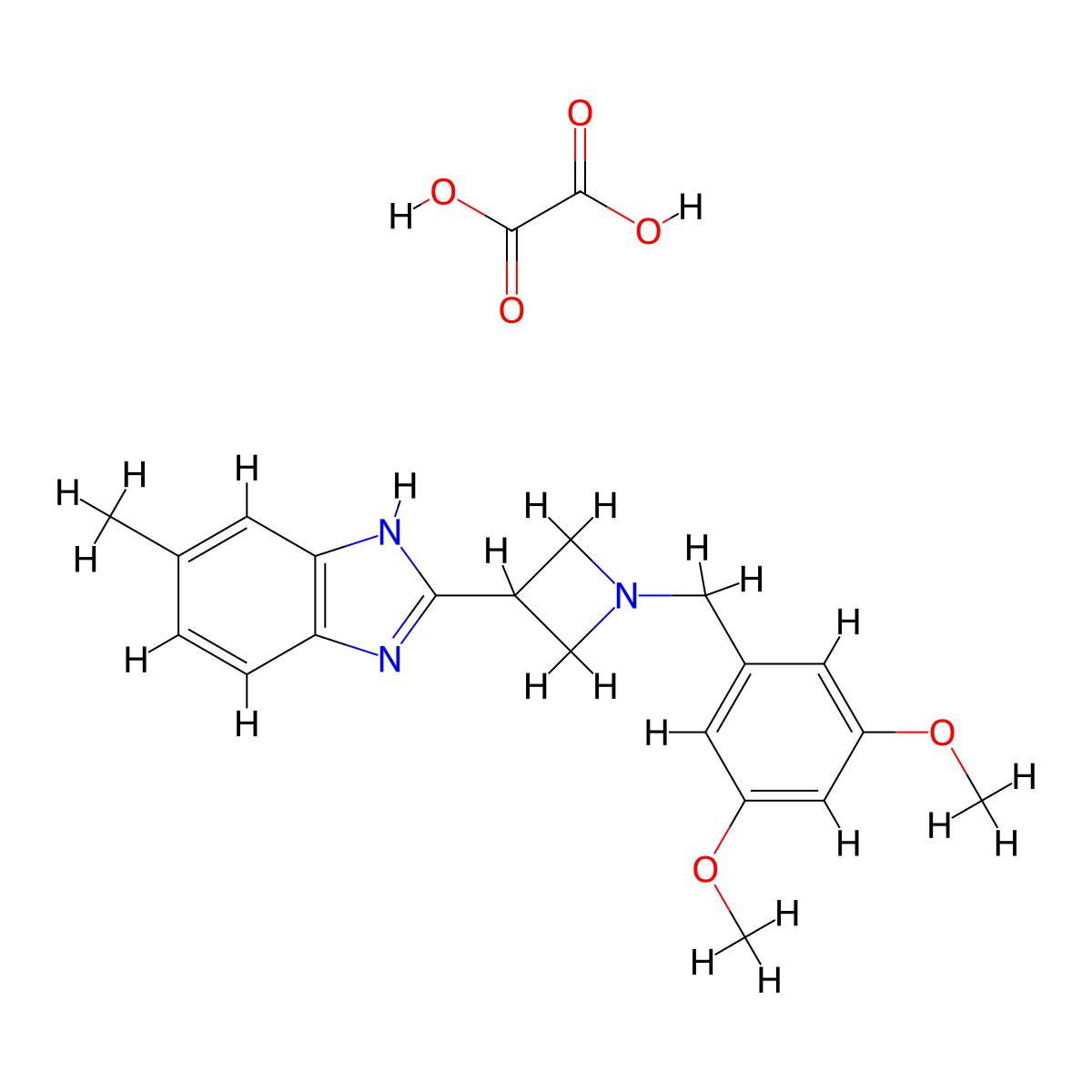 2-(1-(3,5-dimethoxybenzyl)azetidin-3-yl)-5-methyl-1H-benzo[d]imidazole oxalate molecular structure, CAS 1421458-32-3