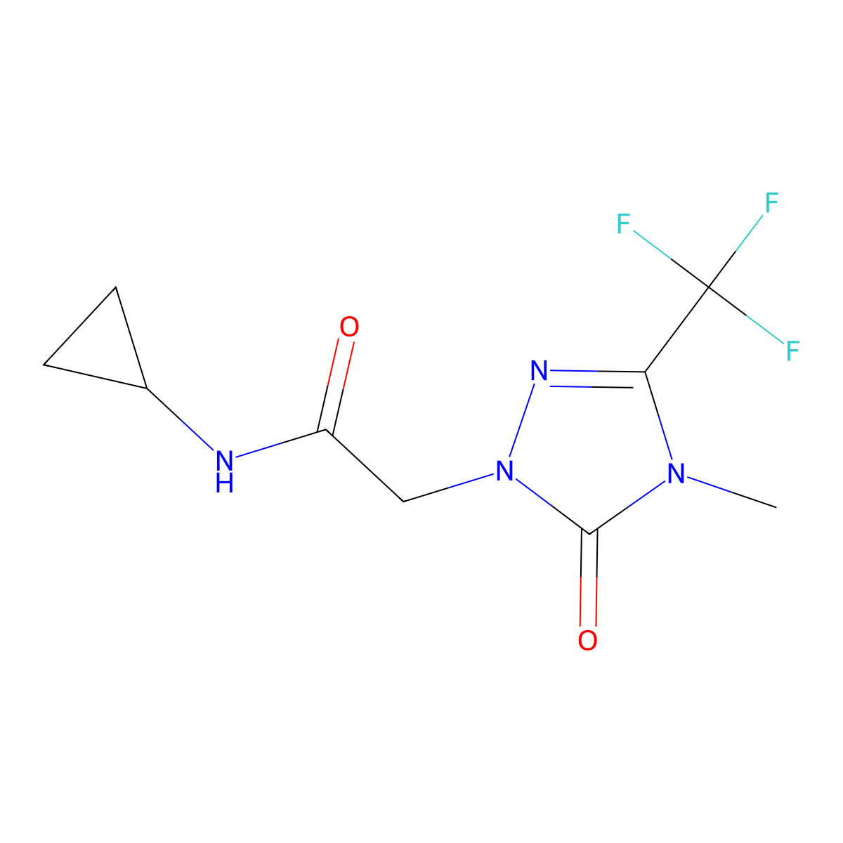 N-cyclopropyl-2-[4-methyl-5-oxo-3-(trifluoromethyl)-4,5-dihydro-1H-1,2,4-triazol-1-yl]acetamide molecular structure, CAS 1421458-33-4