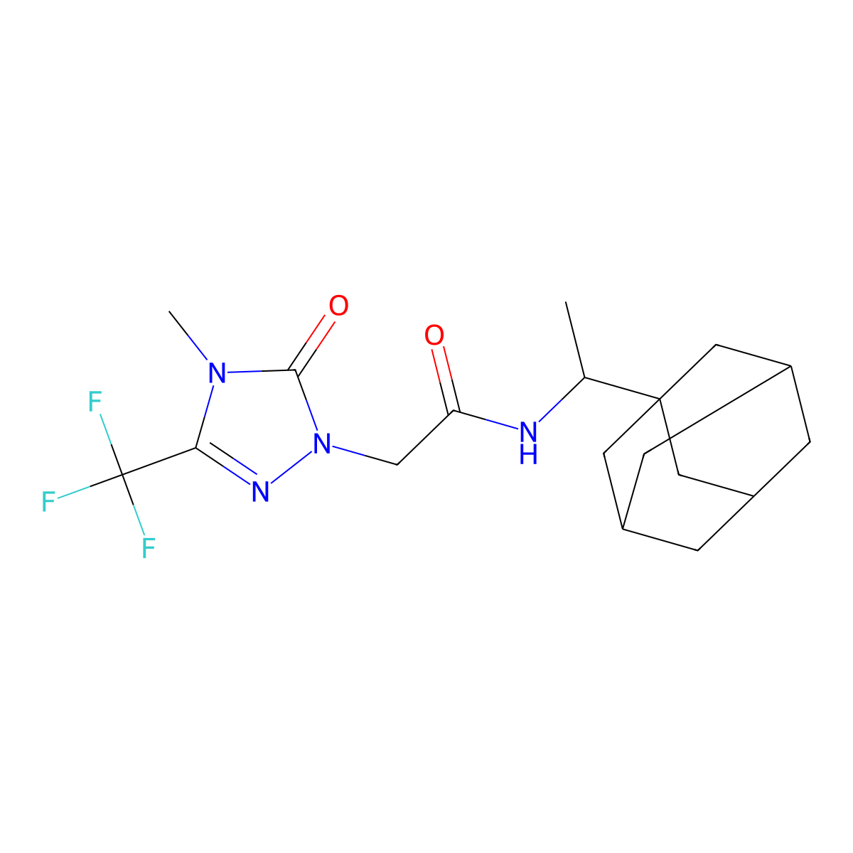 N-[1-(adamantan-1-yl)ethyl]-2-[4-methyl-5-oxo-3-(trifluoromethyl)-4,5-dihydro-1H-1,2,4-triazol-1-yl]acetamide molecular structure, CAS 1421458-41-4