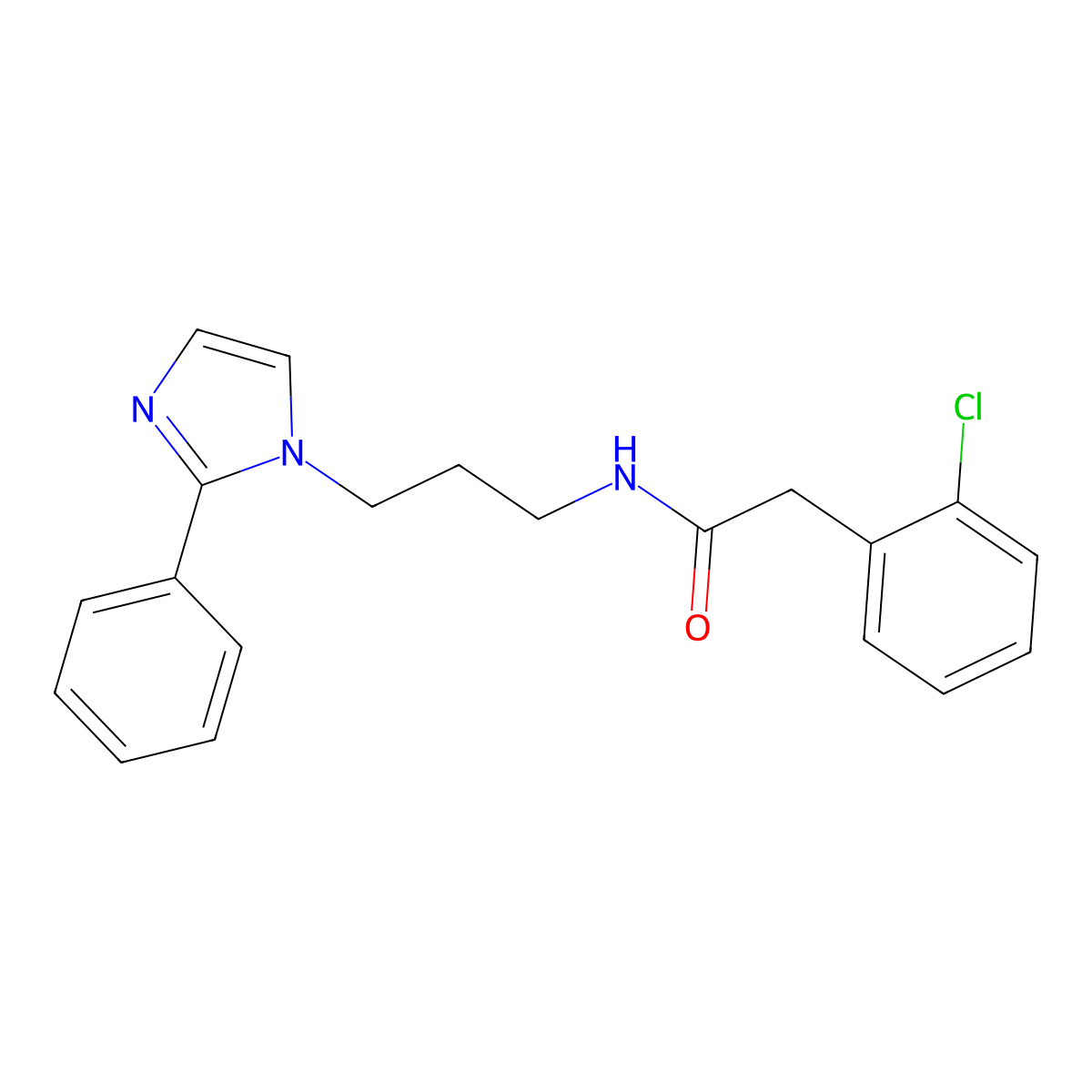 2-(2-chlorophenyl)-N-(3-(2-phenyl-1H-imidazol-1-yl)propyl)acetamide molecular structure, CAS 1421458-42-5
