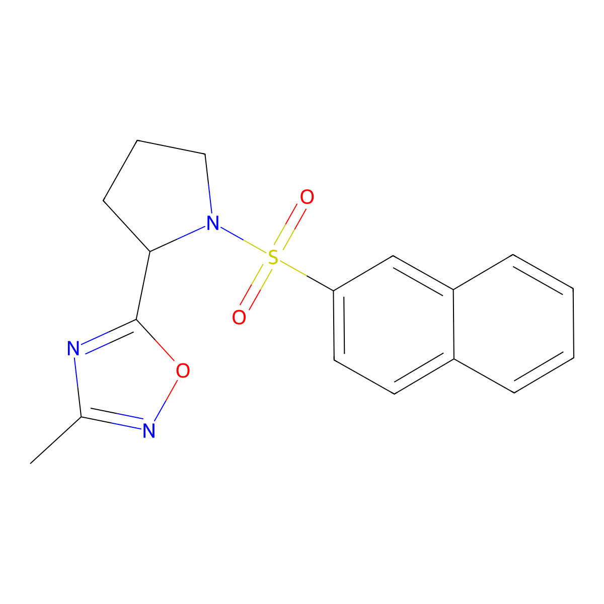 3-Methyl-5-(1-(naphthalen-2-ylsulfonyl)pyrrolidin-2-yl)-1,2,4-oxadiazole molecular structure, CAS 1421458-45-8
