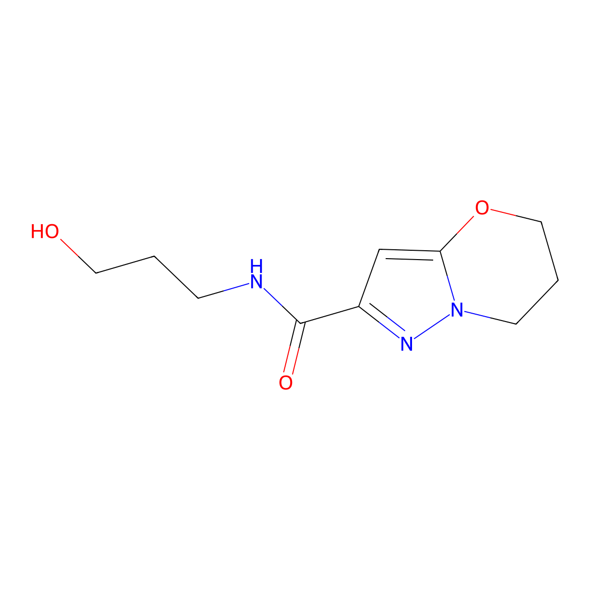 N-(3-hydroxypropyl)-6,7-dihydro-5H-pyrazolo[5,1-b][1,3]oxazine-2-carboxamide molecular structure, CAS 1421458-63-0