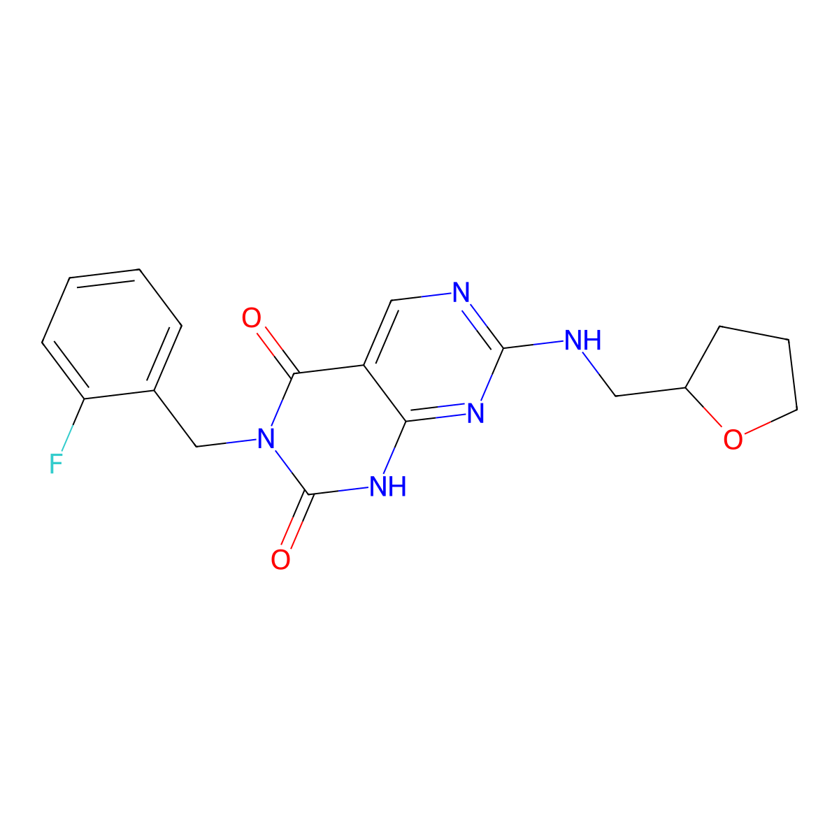 3-(2-fluorobenzyl)-7-[(tetrahydrofuran-2-ylmethyl)amino]pyrimido[4,5-d]pyrimidine-2,4(1H,3H)-dione molecular structure, CAS 1421458-66-3
