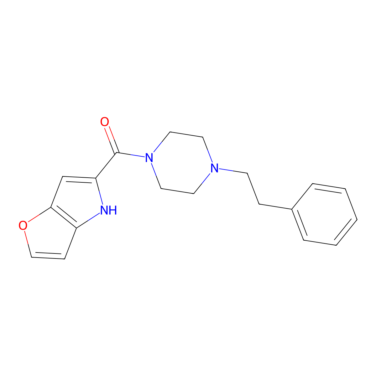 (4H-furo[3,2-b]pyrrol-5-yl)(4-phenethylpiperazin-1-yl)methanone molecular structure, CAS 1421458-67-4