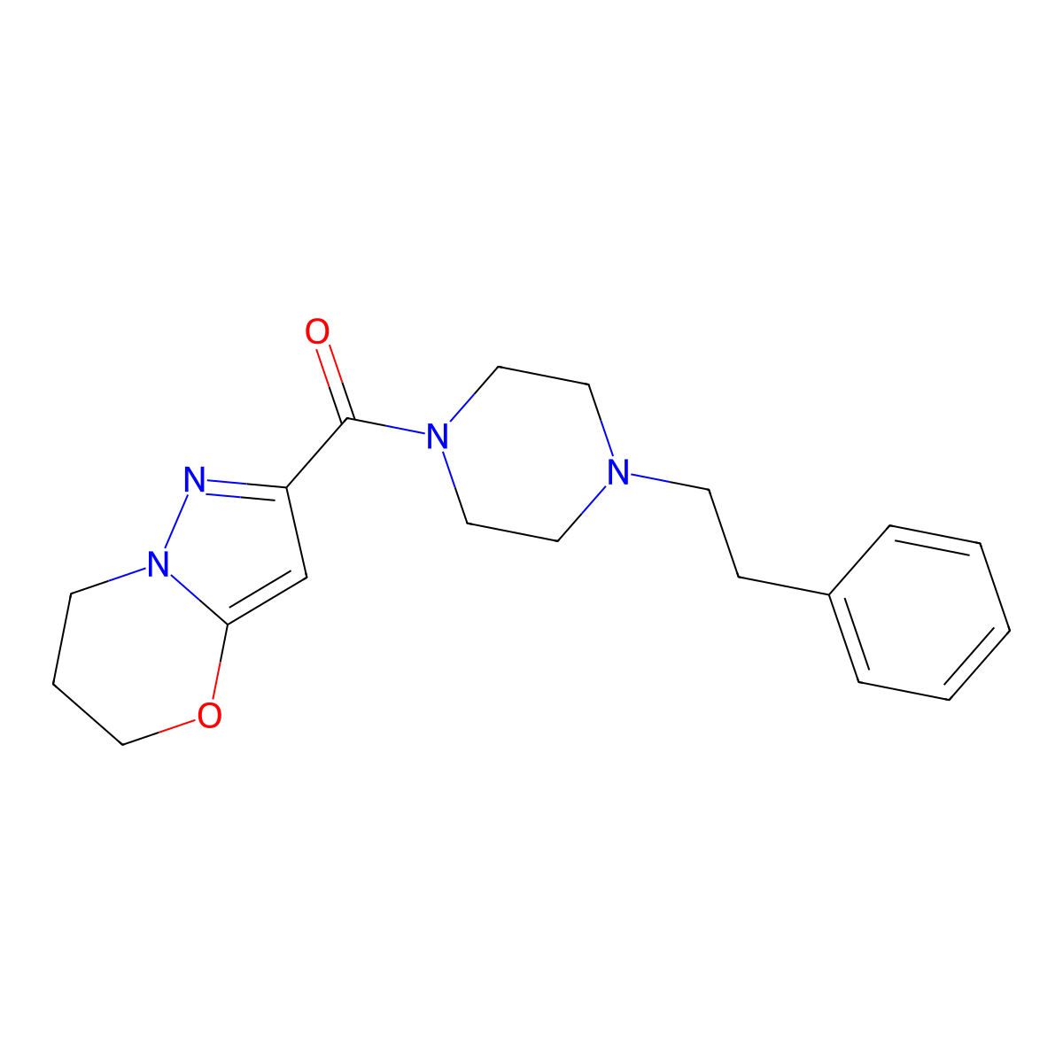 (6,7-dihydro-5H-pyrazolo[5,1-b][1,3]oxazin-2-yl)(4-phenethylpiperazin-1-yl)methanone molecular structure, CAS 1421458-68-5