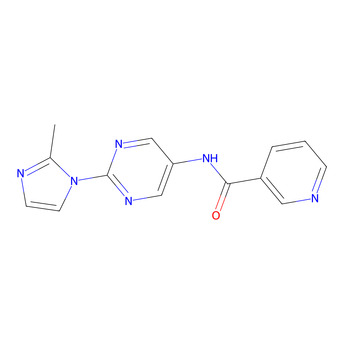 N-[2-(2-methyl-1H-imidazol-1-yl)pyrimidin-5-yl]pyridine-3-carboxamide molecular structure, CAS 1421458-69-6