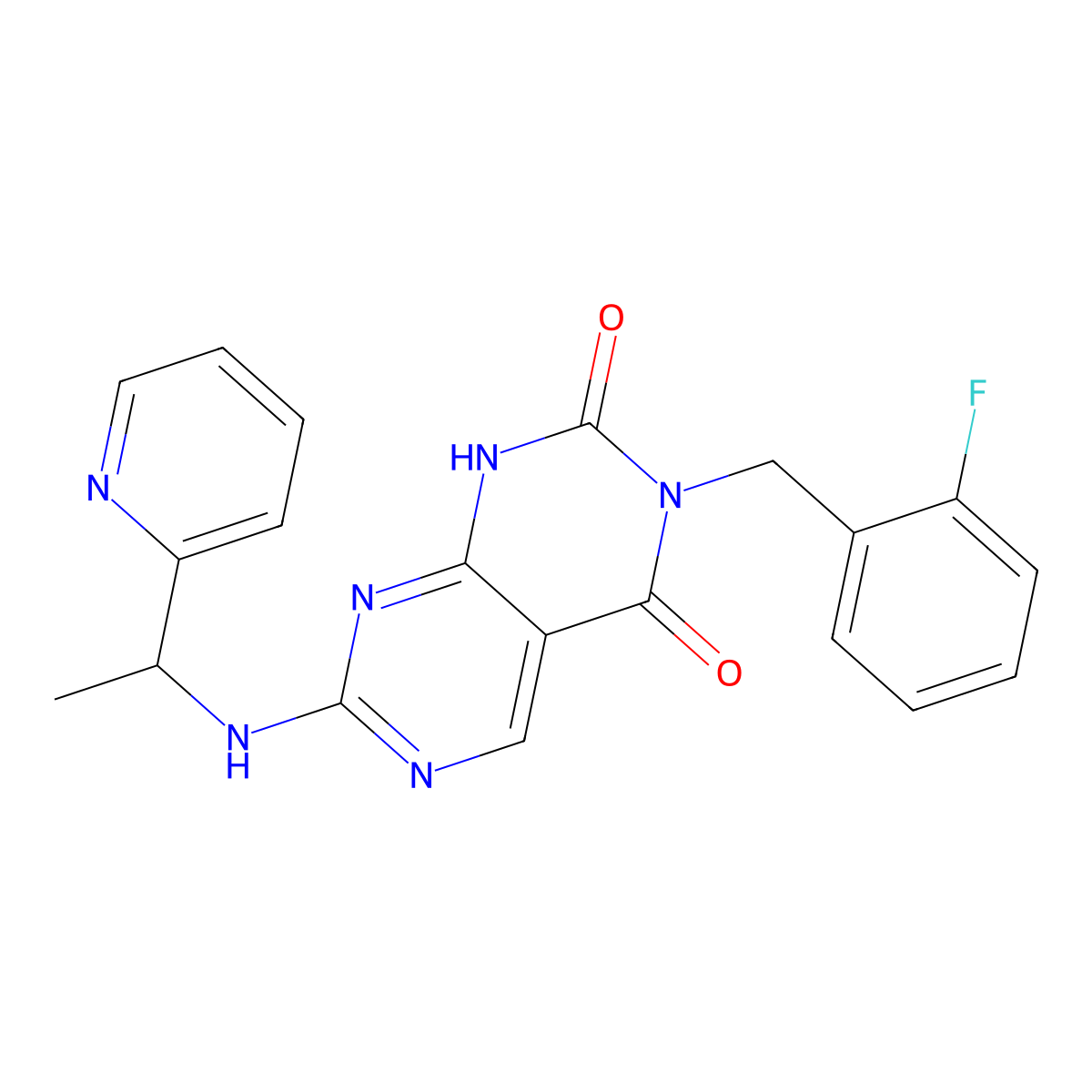 3-(2-fluorobenzyl)-7-[(1-pyridin-2-ylethyl)amino]pyrimido[4,5-d]pyrimidine-2,4(1H,3H)-dione molecular structure, CAS 1421458-74-3
