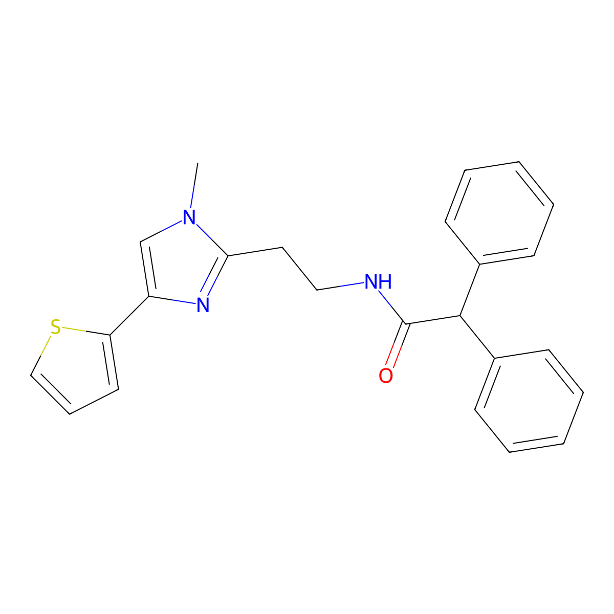 N-(2-(1-methyl-4-(thiophen-2-yl)-1H-imidazol-2-yl)ethyl)-2,2-diphenylacetamide molecular structure, CAS 1421458-76-5