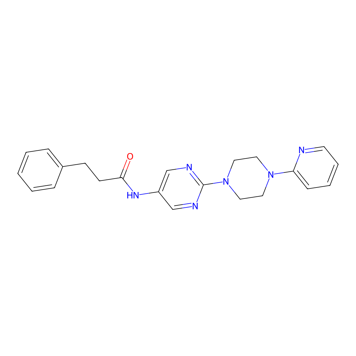 3-Phenyl-N-{2-[4-(pyridin-2-YL)piperazin-1-YL]pyrimidin-5-YL}propanamide molecular structure, CAS 1421458-83-4
