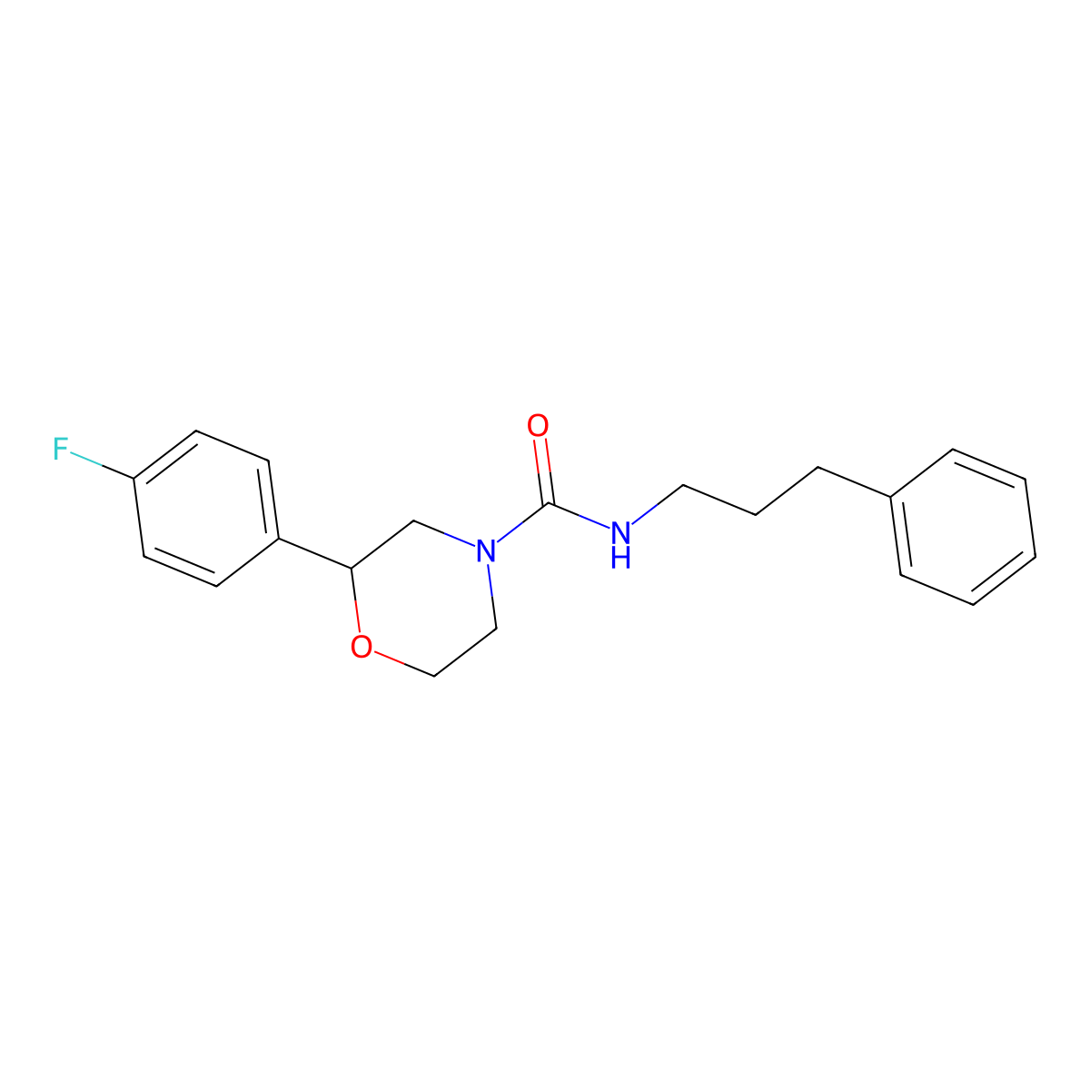 2-(4-fluorophenyl)-N-(3-phenylpropyl)morpholine-4-carboxamide molecular structure, CAS 1421458-91-4