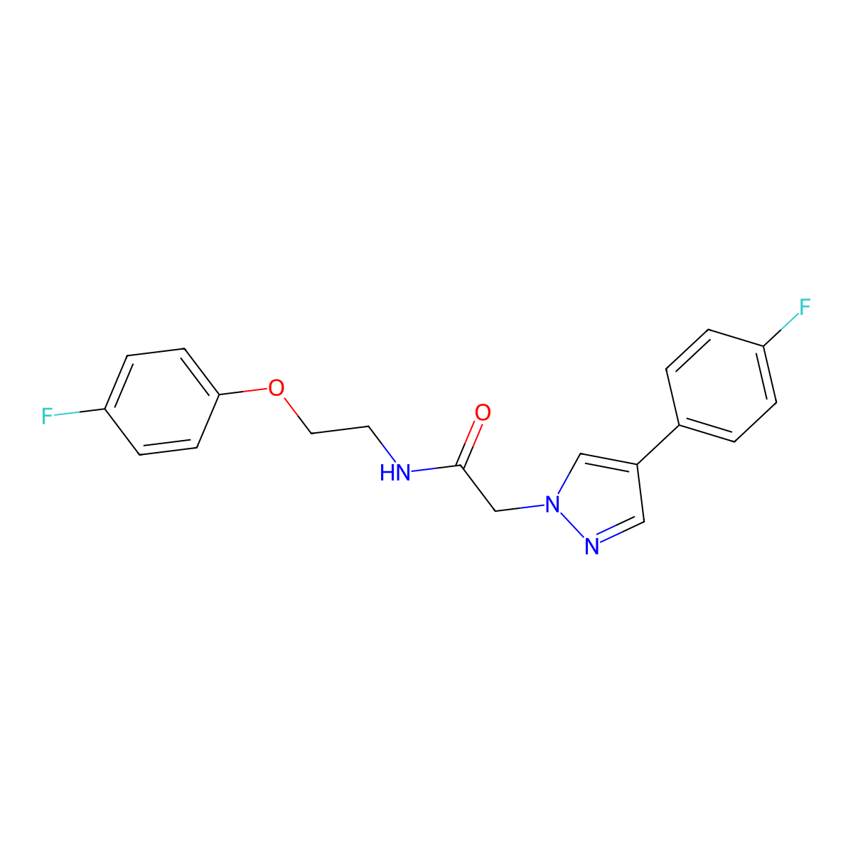 N-(2-(4-fluorophenoxy)ethyl)-2-(4-(4-fluorophenyl)-1H-pyrazol-1-yl)acetamide molecular structure, CAS 1421458-99-2