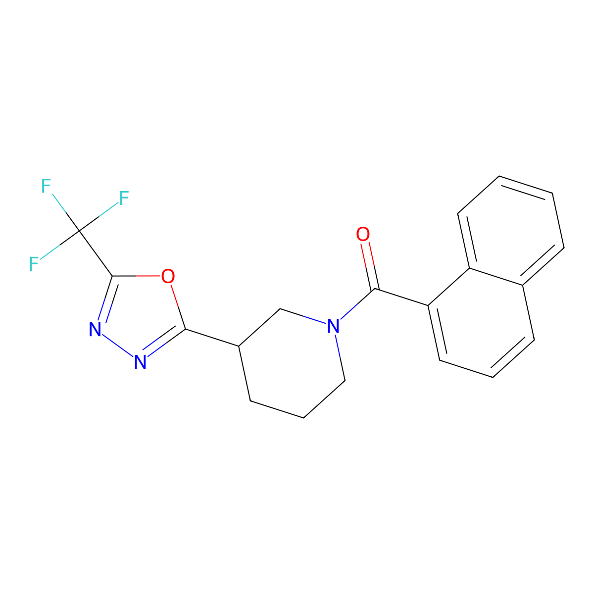 Naphthalen-1-yl(3-(5-(trifluoromethyl)-1,3,4-oxadiazol-2-yl)piperidin-1-yl)methanone molecular structure, CAS 1421459-03-1