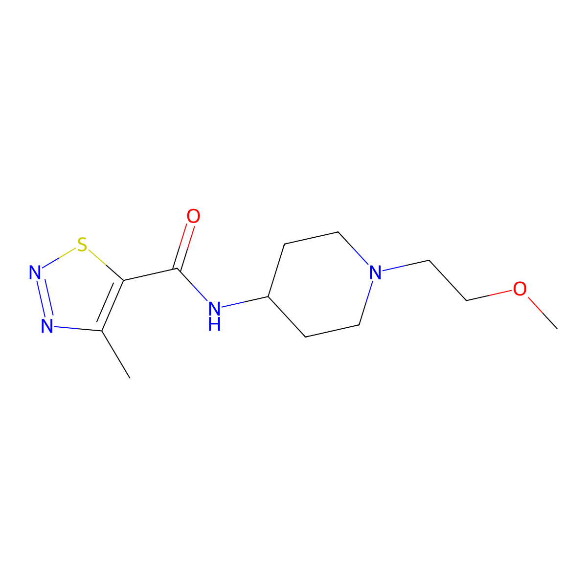 N-[1-(2-Methoxyethyl)piperidin-4-YL]-4-methyl-1,2,3-thiadiazole-5-carboxamide molecular structure, CAS 1421459-10-0